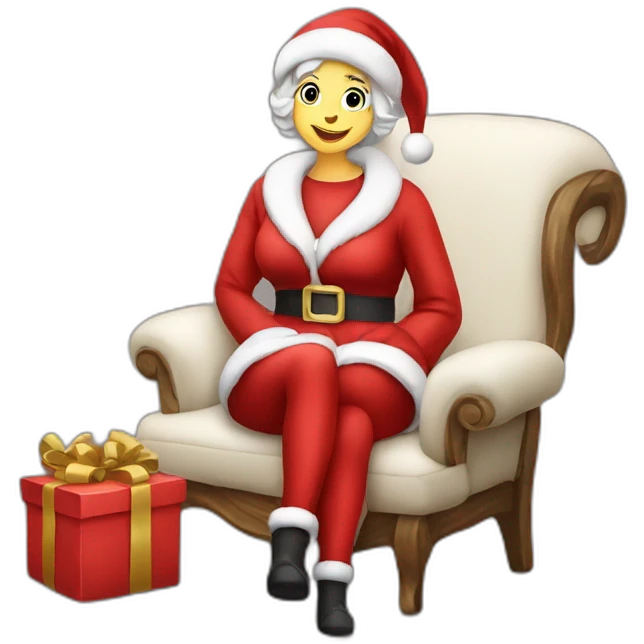 mrs santa claus sitting on puf emoji