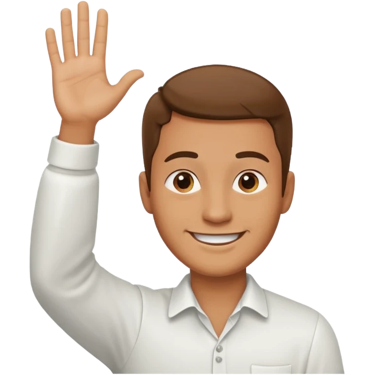 man with hand raised to volunteer emoji