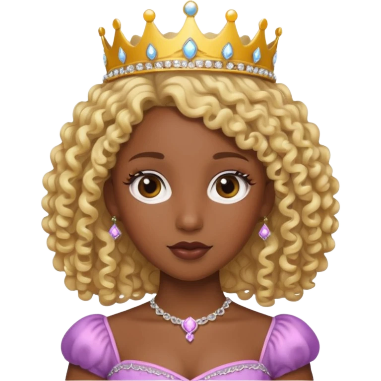 blonde curly haired princesse dark face emoji