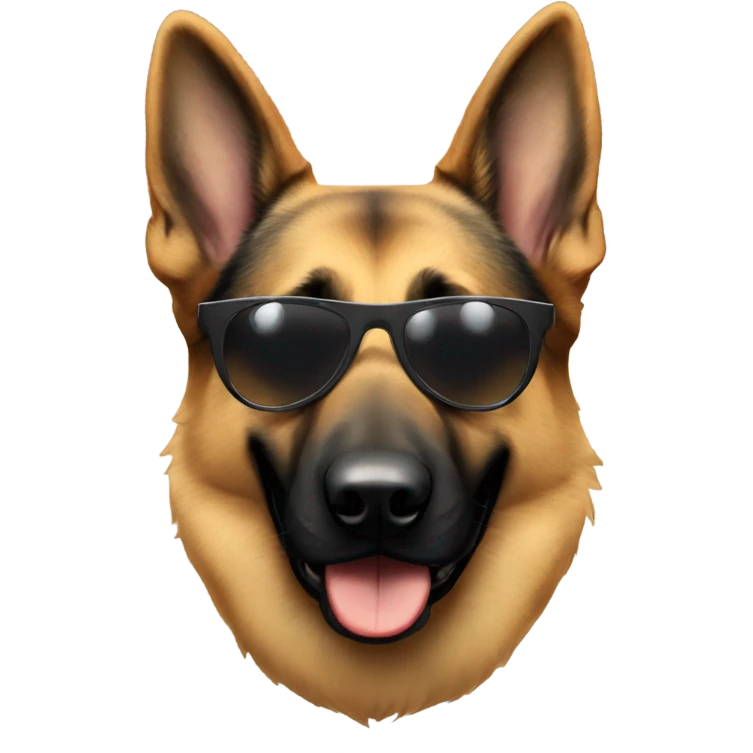 German shepherd wearing sunglasses emoji