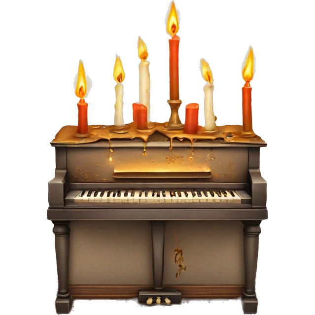 vintage piano with melted candles on top emoji