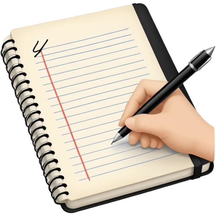 A hand writing in a small journal emoji