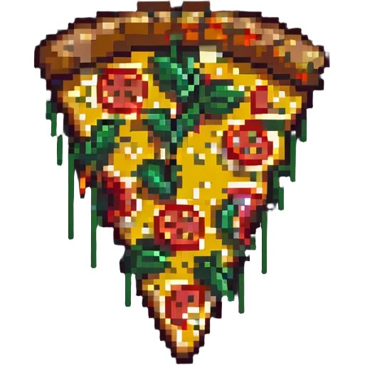slice of pizza with vibrant colors in pixel art style emoji