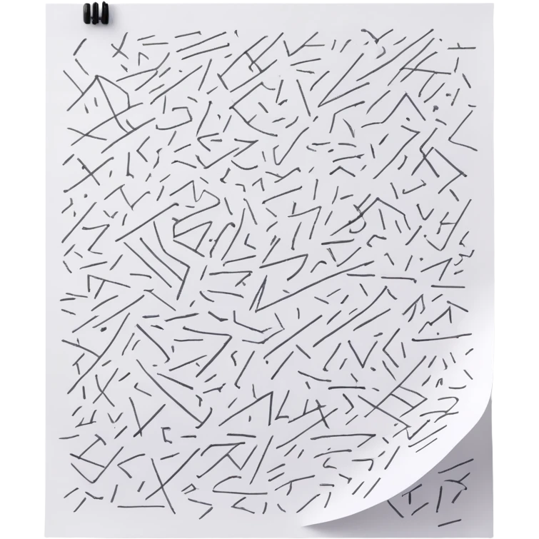 A piece of paper covered in chaotic, random black scribbles. The lines are so dense that most of the paper looks almost black from over-scribbling. Drawn with a pen or pencil emoji