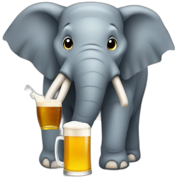 Éléphant qui boit une bière emoji