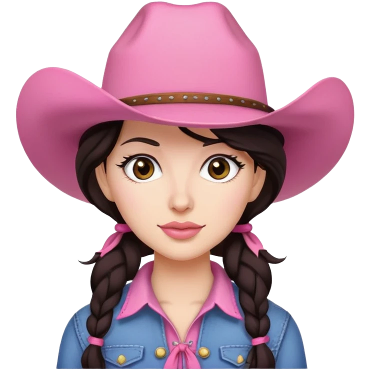 Cowgirl dark hair pink hat emoji
