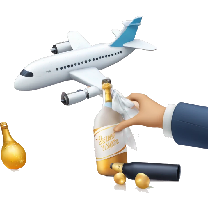 Christening plane on new years 2025 with champagne bottle emoji