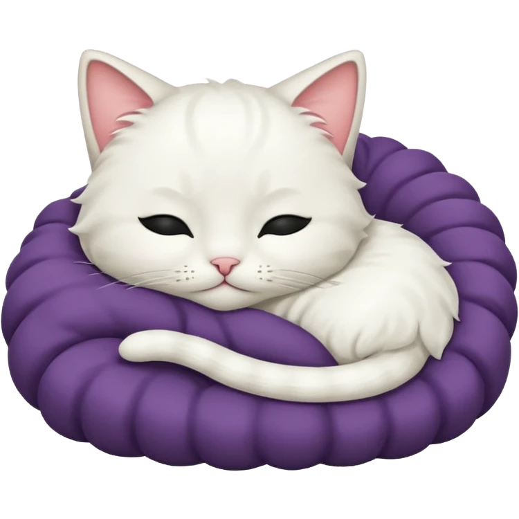 emoji of white sleeping cat with a tail hanging down emoji