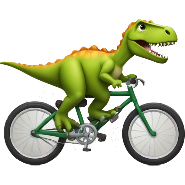 Dinosaur riding a bike emoji