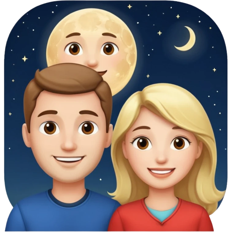 couple talking with moon in the background emoji