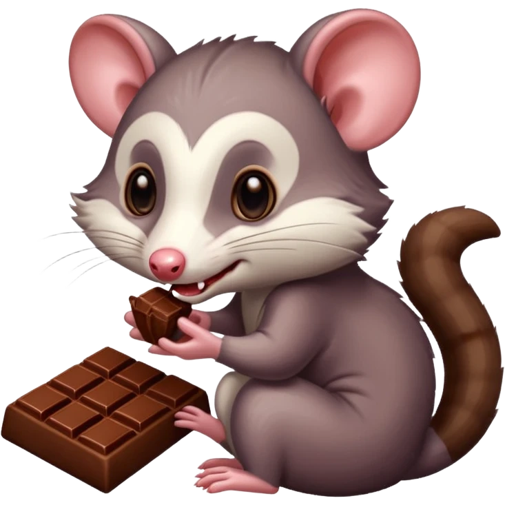 Opossum with chocolate emoji