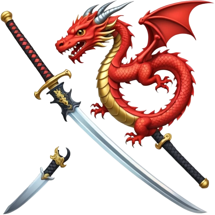 A samurai sword with a dragon handle emoji