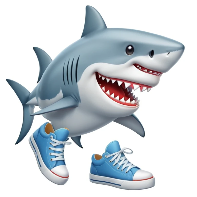 un tiburón con zapatos emoji