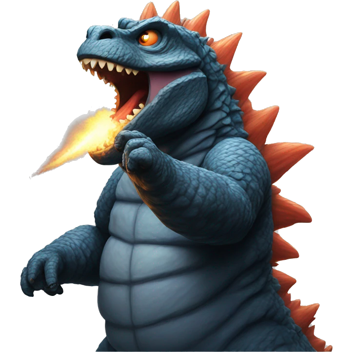 Godzilla doing his atomic breath emoji