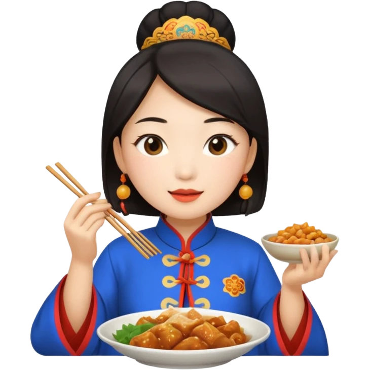 give me a authentic beijing women eating beijing food emoji