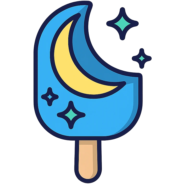 moonbeam ice cream, stylized, crescent moon shape, sparkles, cool tones emoji