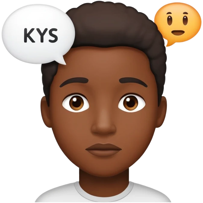 black person with speec bubble saying "kys" emoji