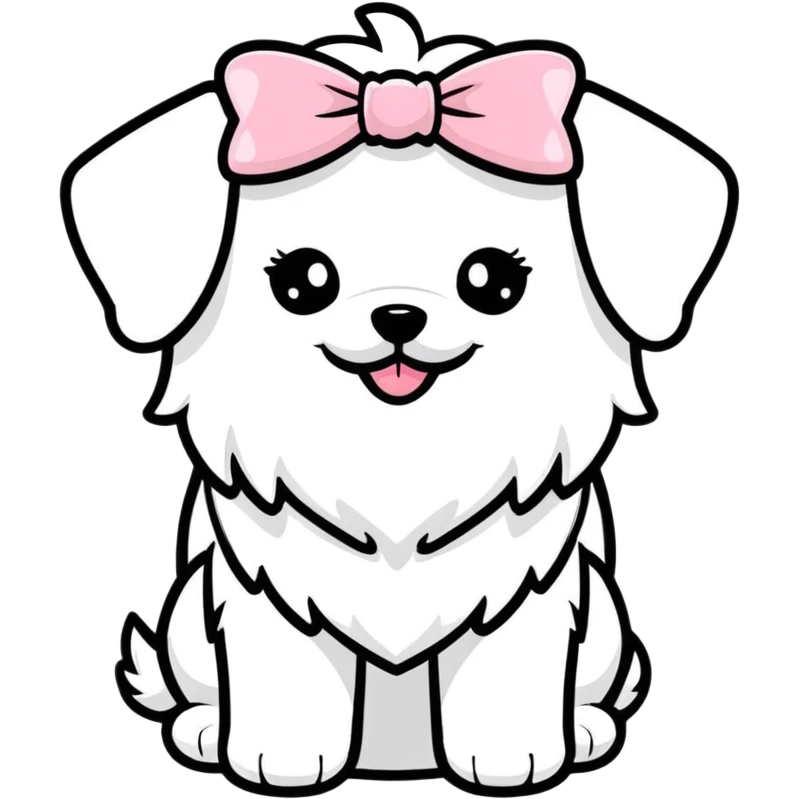 white maltese with pink bows  emoji