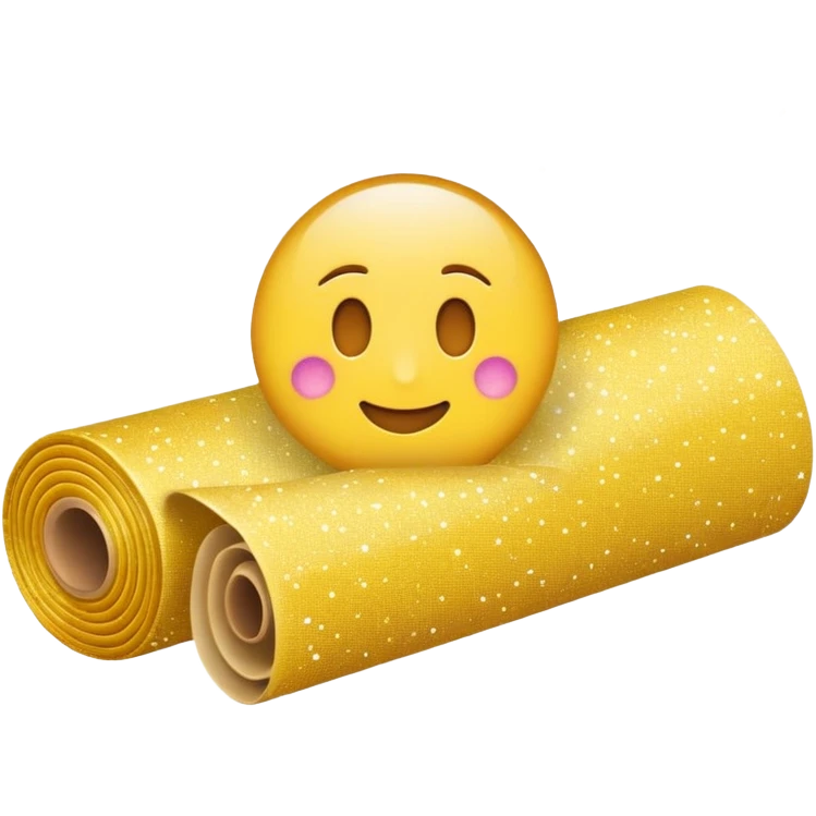 simple composition of a sparkle emoji in foreground with only a roll of patterned fabric behind it, nothing else emoji