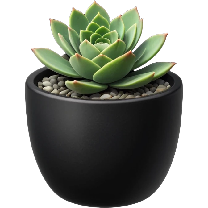 Desk Succulent Plant blavk cup emoji