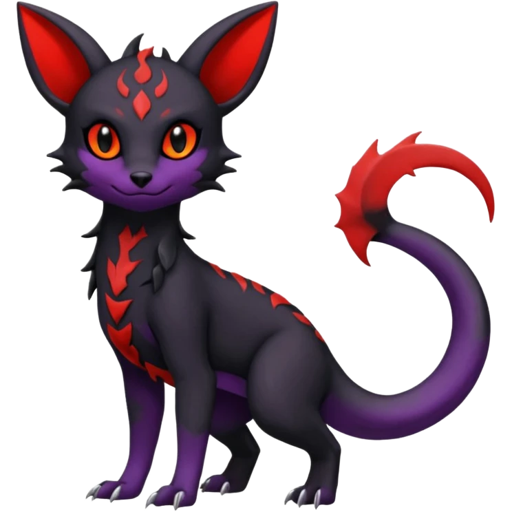 Edgy gothic dark magma-Salandit-Umbreon-Litten-hybrid-fusion (full body) emoji