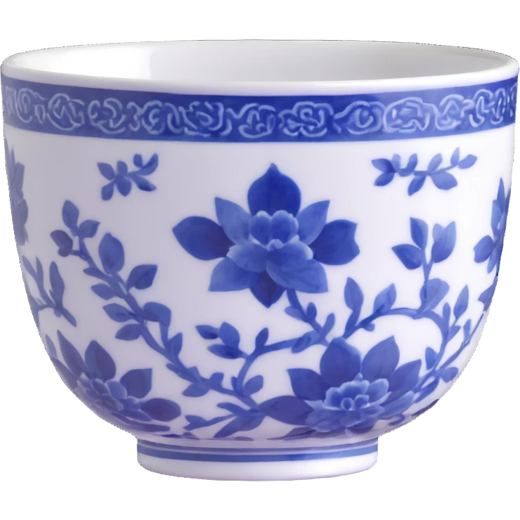 traditional Chinese tea cup with blue and white porcelain design without handle emoji