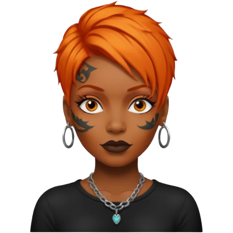black woman with tattooed faces and orange hair emoji