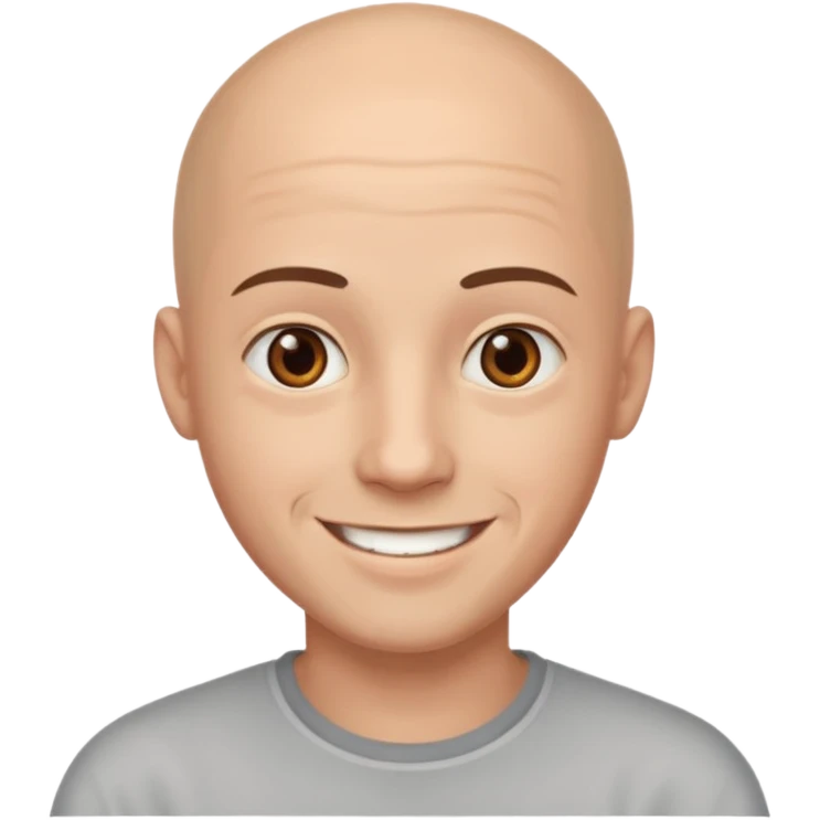homme chauve jeune sans barbe yeux marrons sourrir emoji