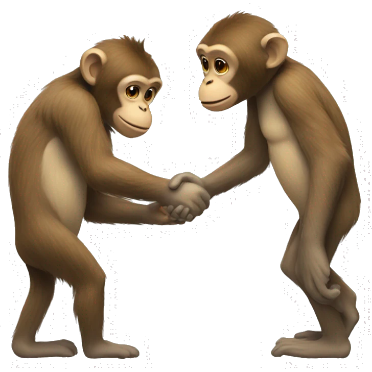 A monkey shaking hands with a person emoji
