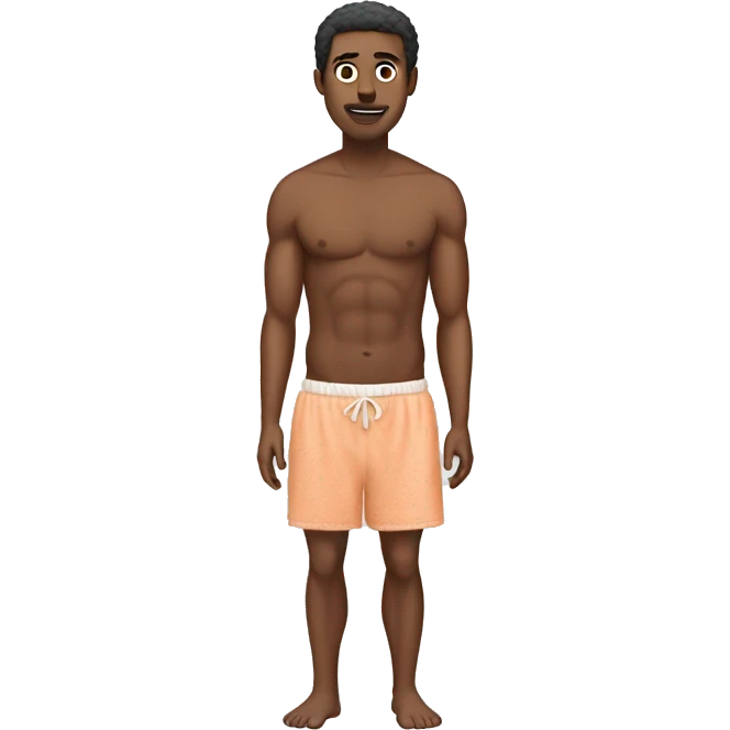 a man wearing s short and a towel due to summers emoji