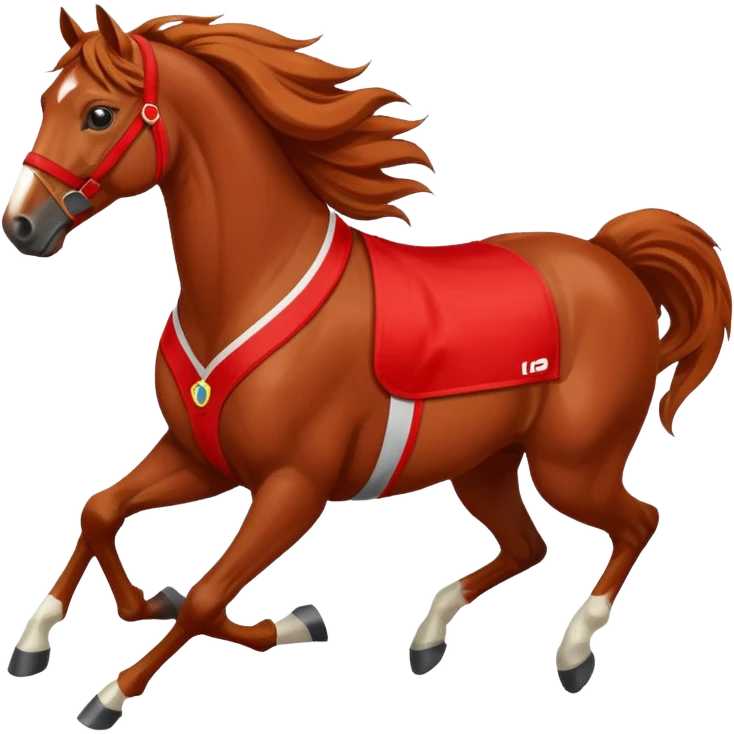 Horse in red racing suit  emoji