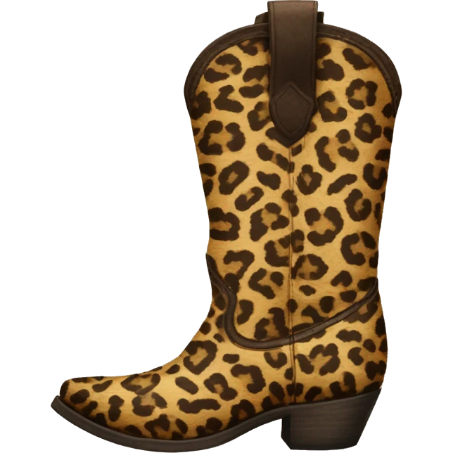Realistic pair of isolated leopard print pattern cowgirl boots. emoji