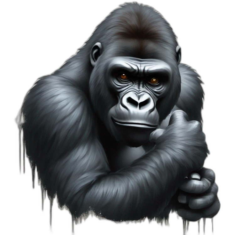 gorilla drawing a grafitty emoji