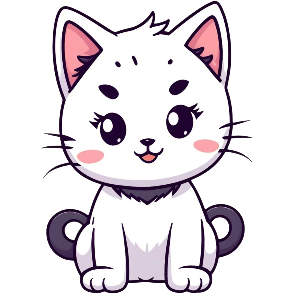adorable chibi catgirl with cat paws, fluffy tail, oversized head and small body emoji