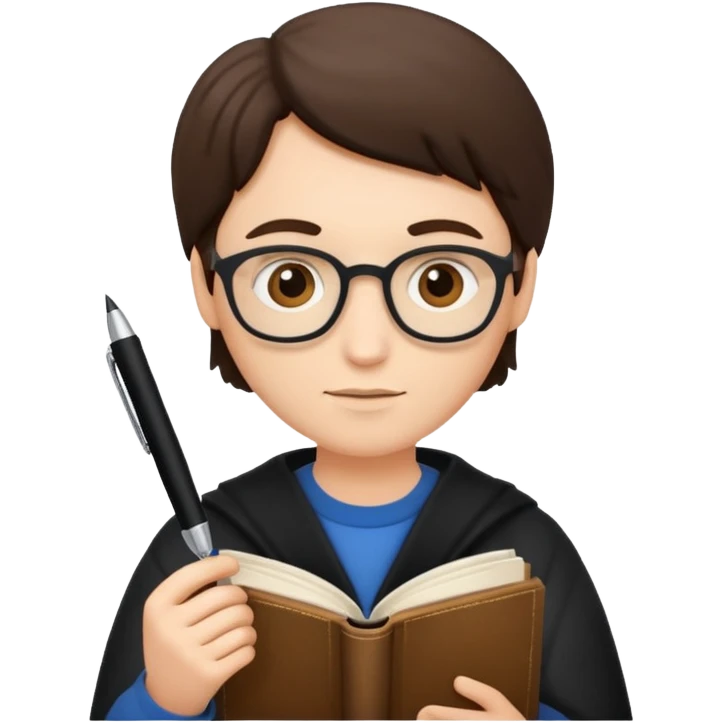 writer holding pen and book emoji