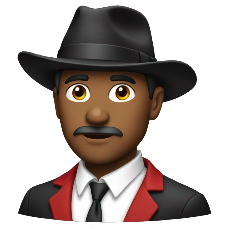 A man with a black hat and a red mustang  emoji