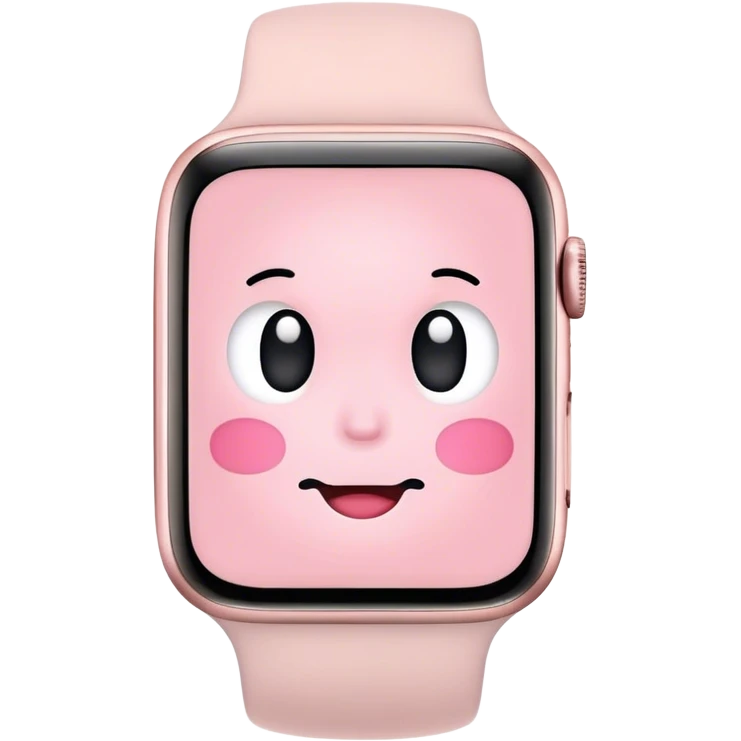 Light pink Apple Watch with something fun but cute on the screen emoji
