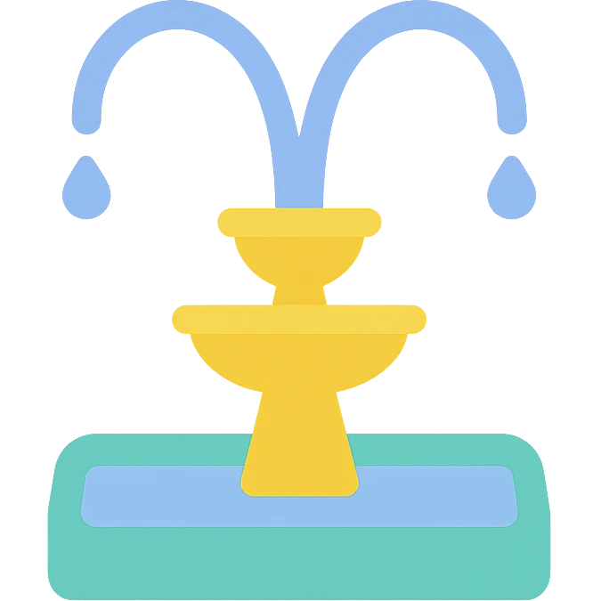minimal color fountain icon, flat design, logo style emoji