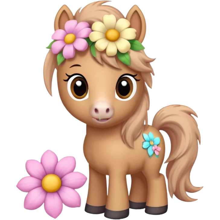 Cute little pony with flowers emoji