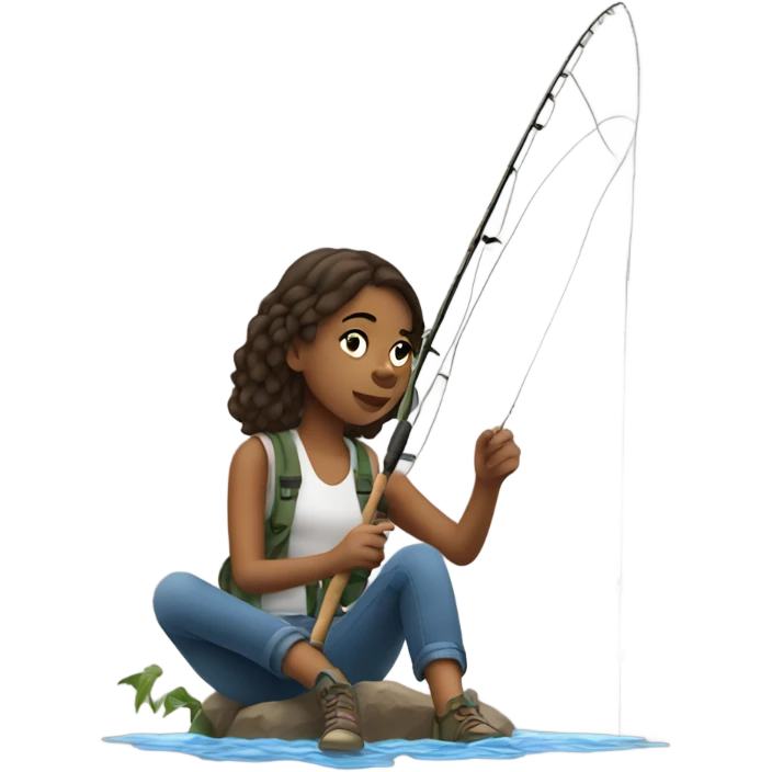 Teenage Girl fishing with a fly rod emoji