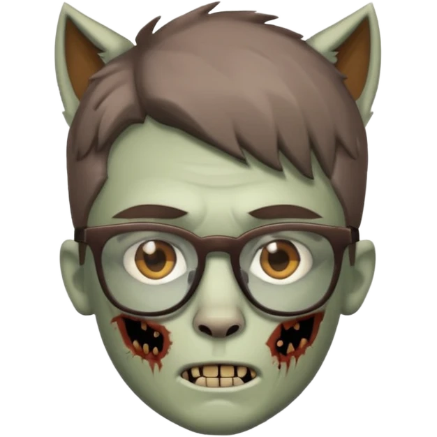 boy zombie with a brown wolf cut and glasses emoji