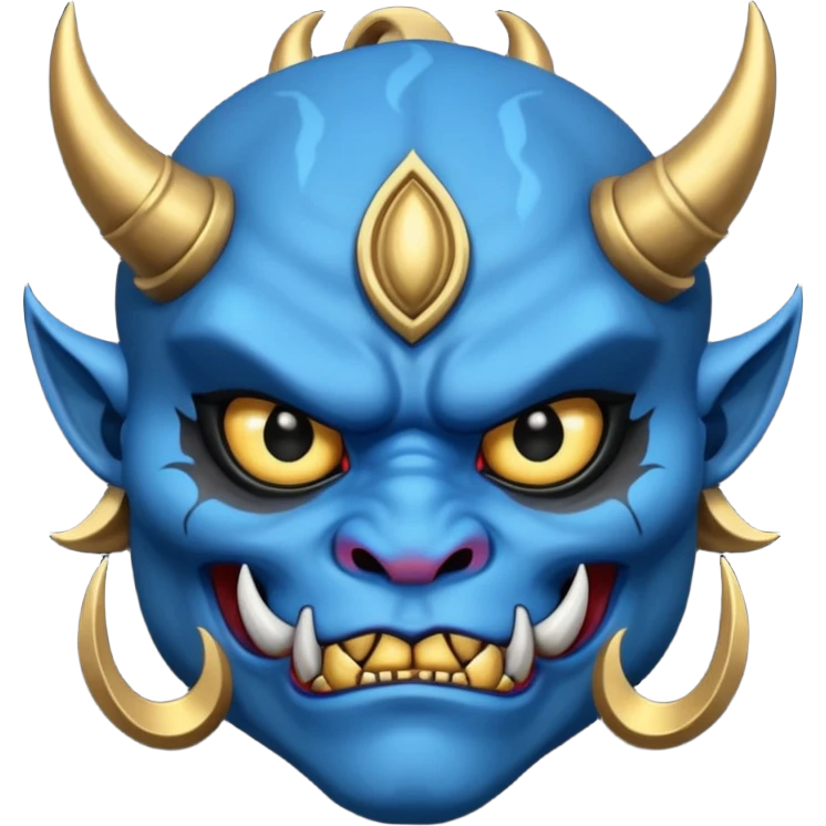 blue oni with black and gold eye emoji