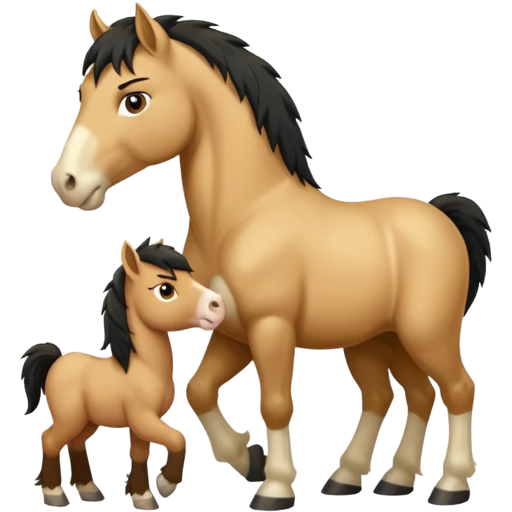 Angry fjord horse at a clydesdale foal emoji