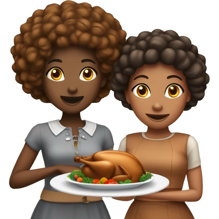 2 female african american bestfriends at thanksgiving  emoji