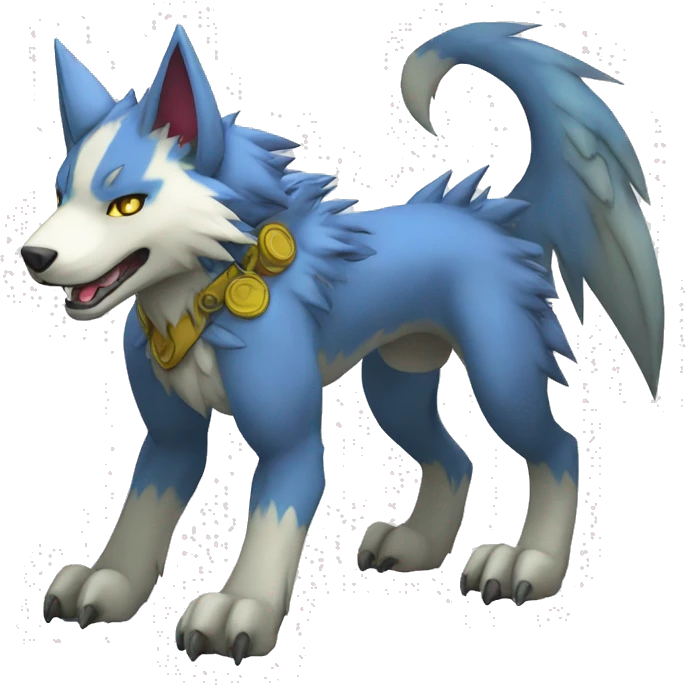 cute cool Digimon-Fakemon-garumon-wolf full body emoji