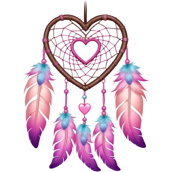 Pink ombre heart shaped dream catcher  emoji