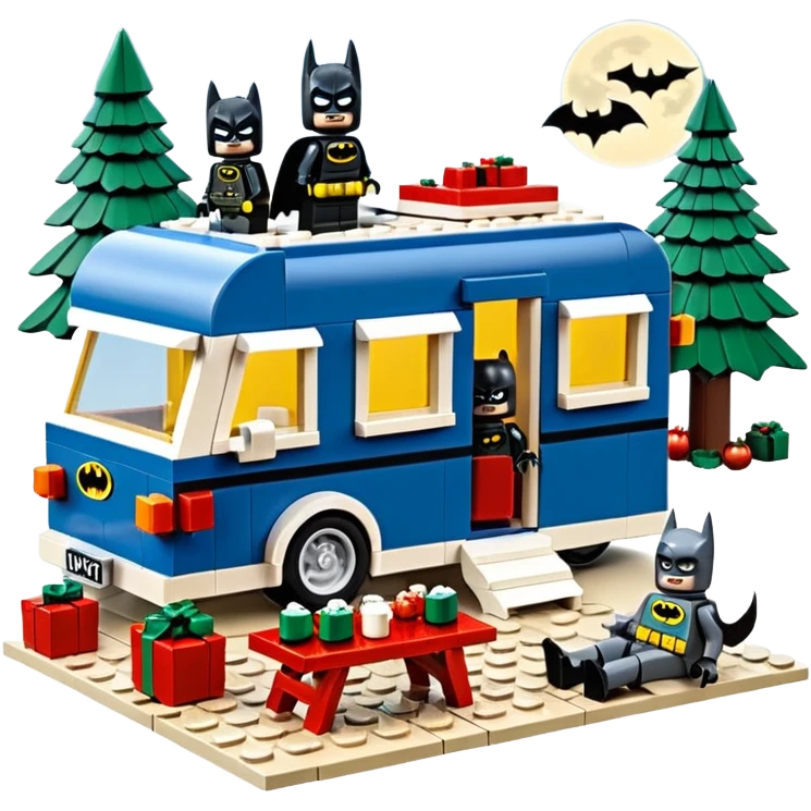  Ultra cute Lego Haunted Batman and Catwoman dream house Caravan with picnic table and folding chairs at Christmas  emoji