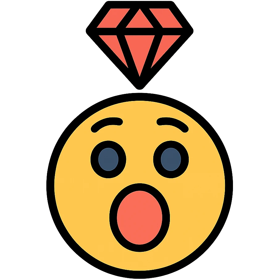 surprised face with a ruby above the head emoji