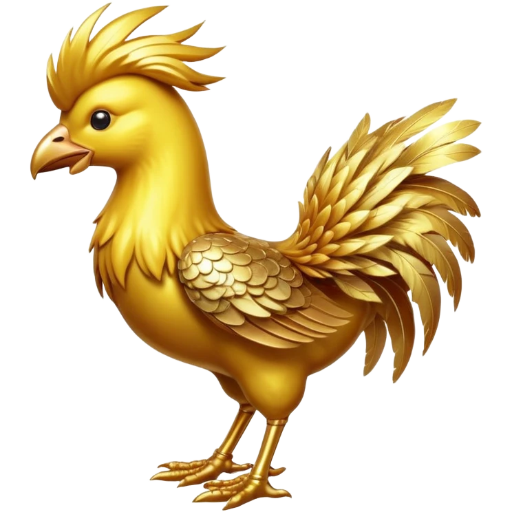 Golden chocobo from Final Fantasy, majestic bird with shimmering gold feathers emoji
