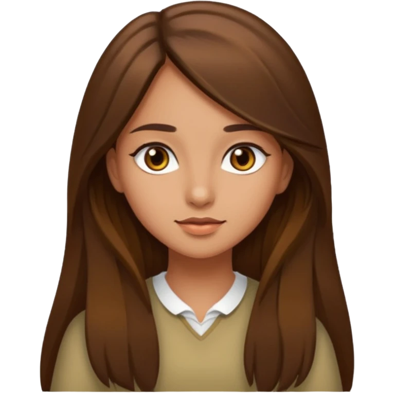 Girl with long brown hair and brown eyes with olive skin emoji